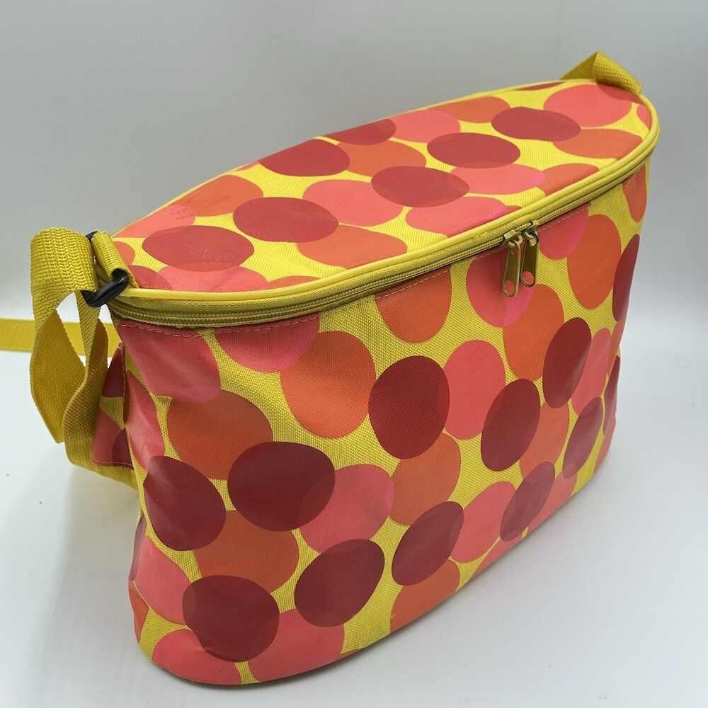 VTG TUPPERWARE COOLER BAG OVAL 'DOTS' Pink, Red, Orange Waist & Shoulder Strap